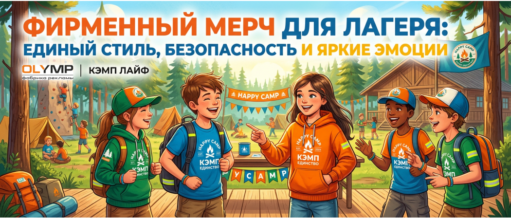 Фирменный мерч для лагеря:единый стиль, безопасность и яркие эмоции