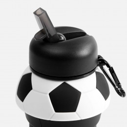 Складная бутылка для воды Football Flex, белая с черным