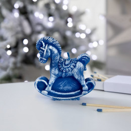 Свеча фигурная «Лошадка-качалка», синяя